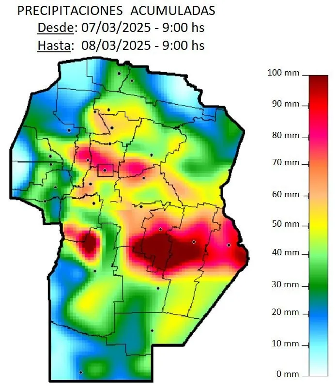 Mapa de precipitaciones: hubo zonas donde llovió más de 170 milímetros